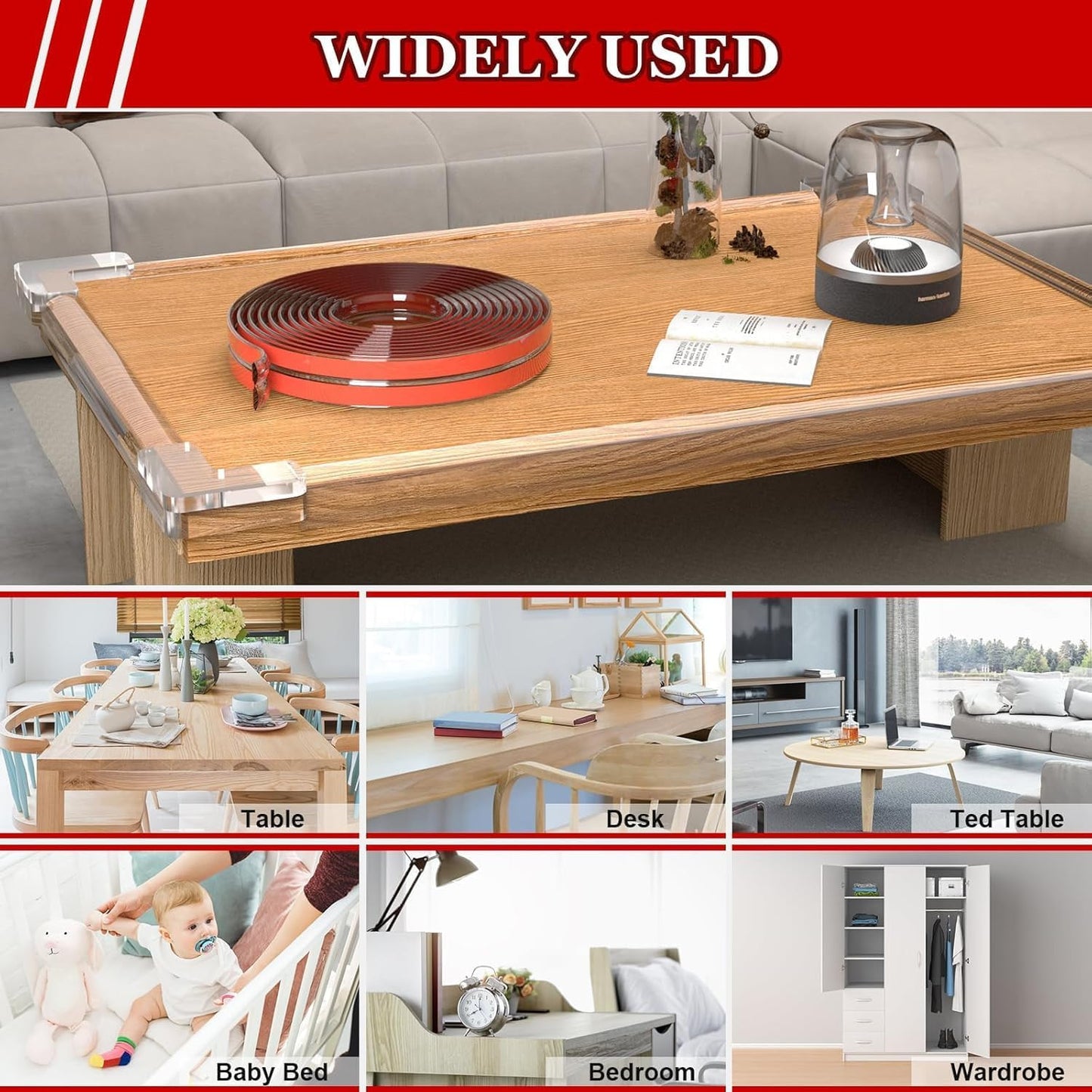 👶 Silicone Edge Protector Strip – Transparent Baby Safety Corner & Edge Guard