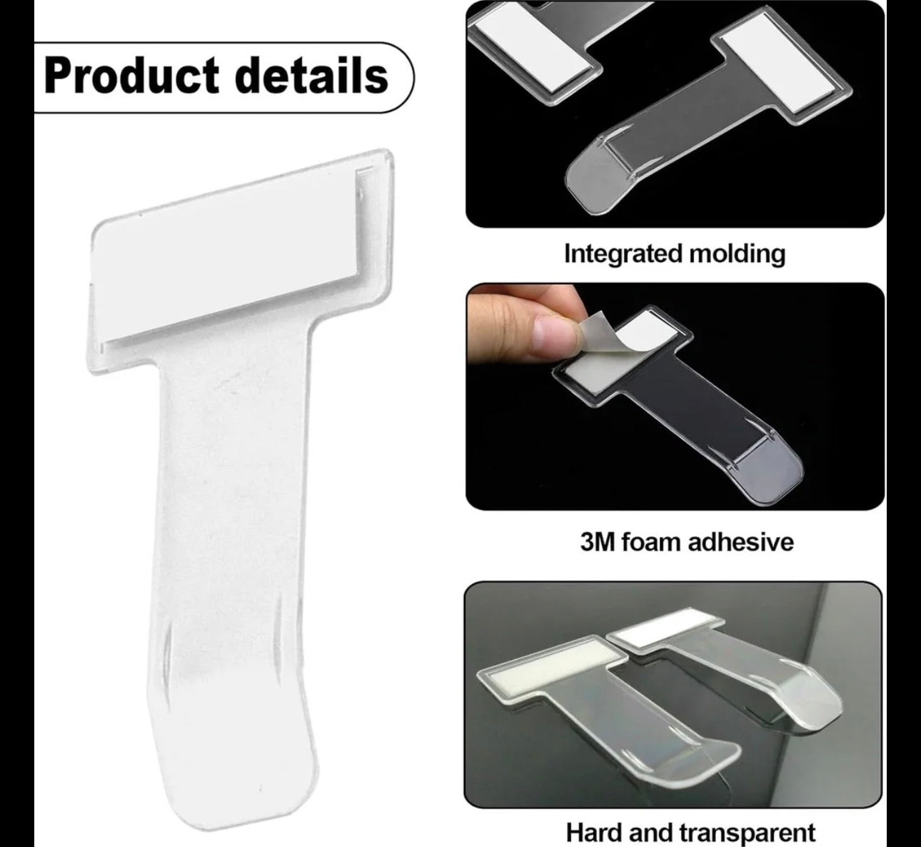Self-Adhesive Windscreen Cardholder, Fastag Stand, Transparent Ticket Holder Car, Ticket Holder Car, Parking Permit Clip (2Pcs Set)