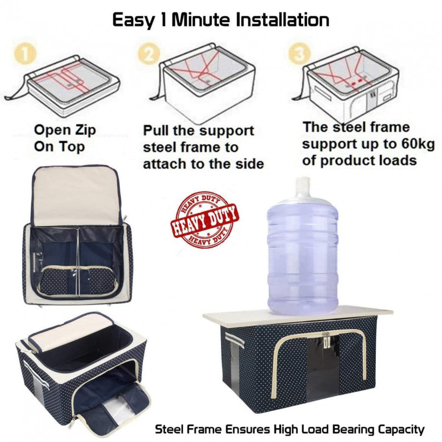 24L Foldable Home Storage Bag – Large Capacity Organizer with Clear Window, Zipper Closure & Carry Handles