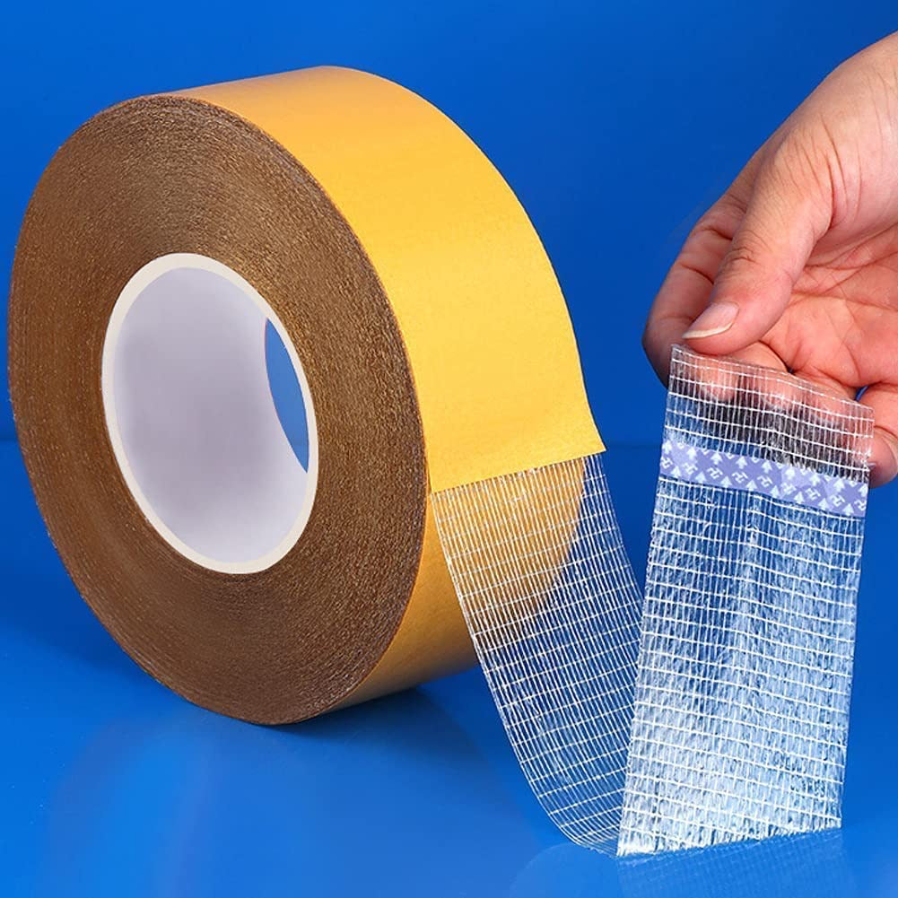 Double Sided Carpet Tape Heavy Duty, Super Strong Sticky Tape for Carpet, Non Slip Waterproof Removable Mesh Grid Suitable for Hardwood Floors, Mats, Wall Hanging, Paste Decoration