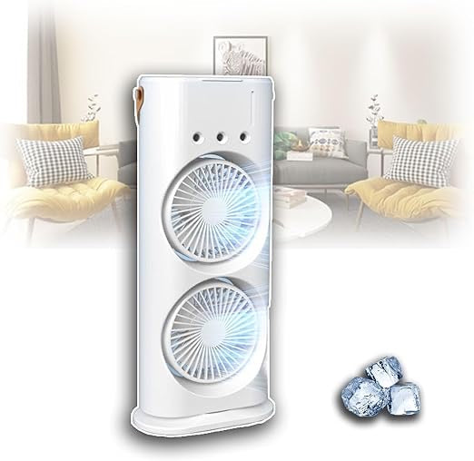 3-in-1 Portable Mist Fan – Dual-Sided Air Cooler, Humidifier & LED Light | USB Rechargeable Mini Fan for Home, Office, Travel & Camping
