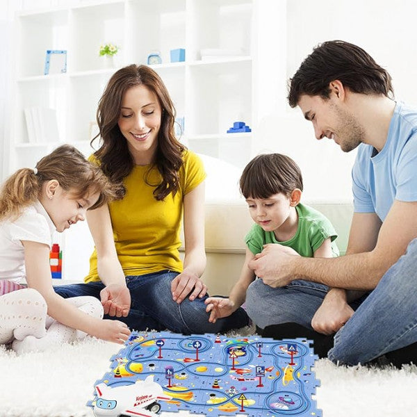 Space Theme Rail Car Puzzle Track Set – 2-in-1 Puzzle & Car Game for Kids (Ages 3–6)