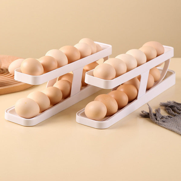 Double Layer Roll-Down Egg Dispenser – Automatic Gravity Egg Storage Tray