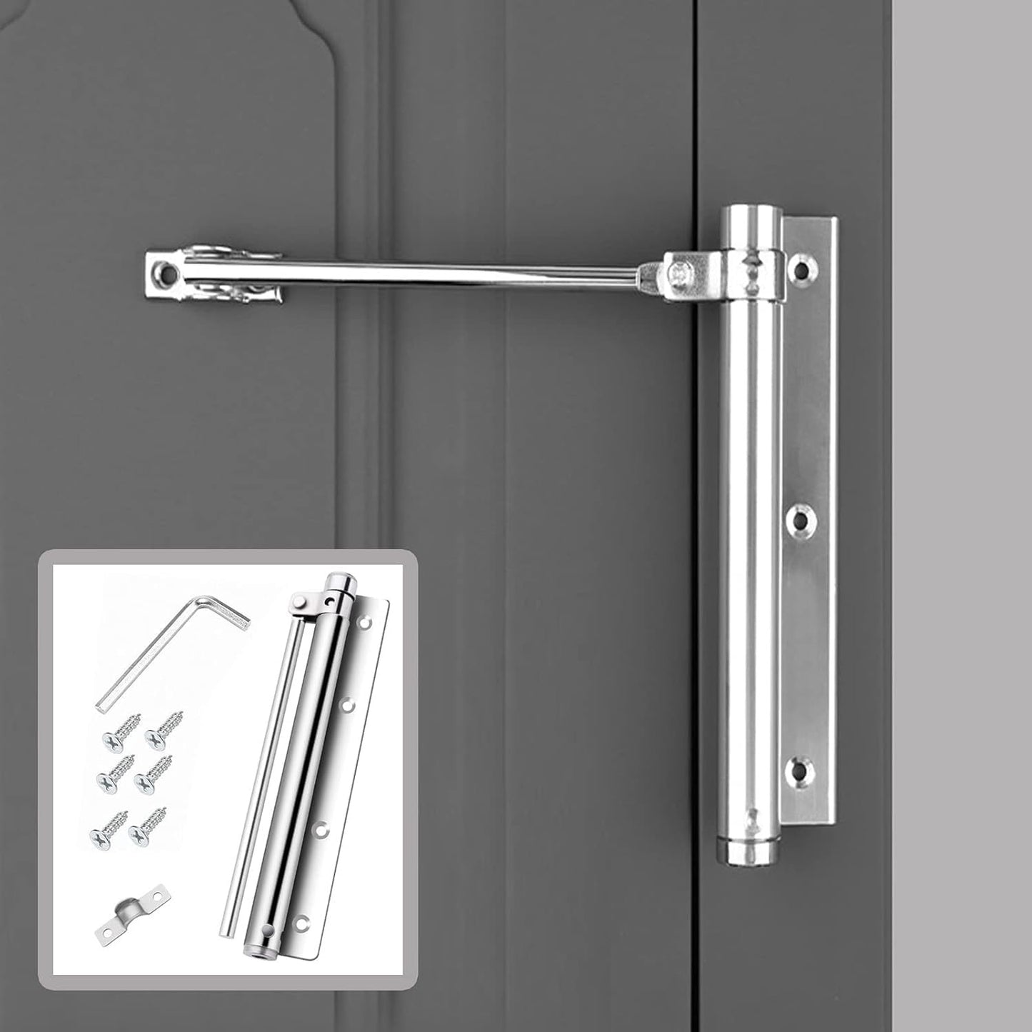 Automatic Adjustable Door Closer – Rust-Proof Stainless Steel Self-Closing Safety Spring for Residential & Commercial Doors