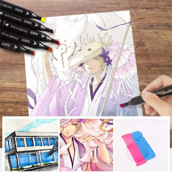 48 Pcs Dual-Tip Colour Marker Pen Set – Oil-Based, High-Pigment Markers with Bullet & Calligraphy Tips + Carry Case