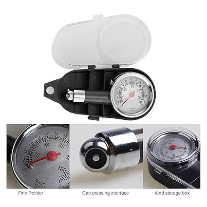 Analog Tire Pressure Gauge – High Precision PSI/Bar Meter for Car, Bike, and Motorcycle Tyres | Durable Metal Body
