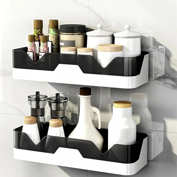 Bathroom Shelf Organizer – Punch-Free Wall Mounted Storage Rack with Strong Adhesive & Drain Design