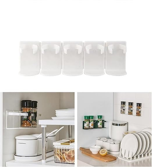 Portable Wall Mount Storage Rack Self Adhesive Organizer Clip Wall Cabinet Door Hangings Clip Hooks Set Storage Holder Standardize Cans