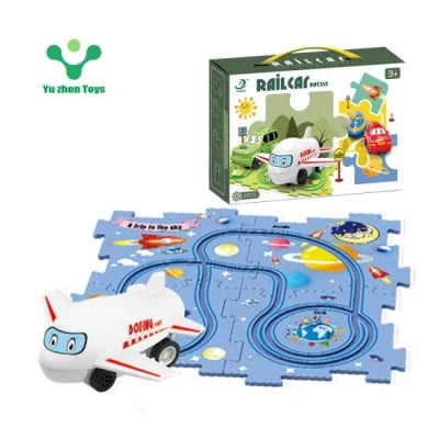 Space Theme Rail Car Puzzle Track Set – 2-in-1 Puzzle & Car Game for Kids (Ages 3–6)