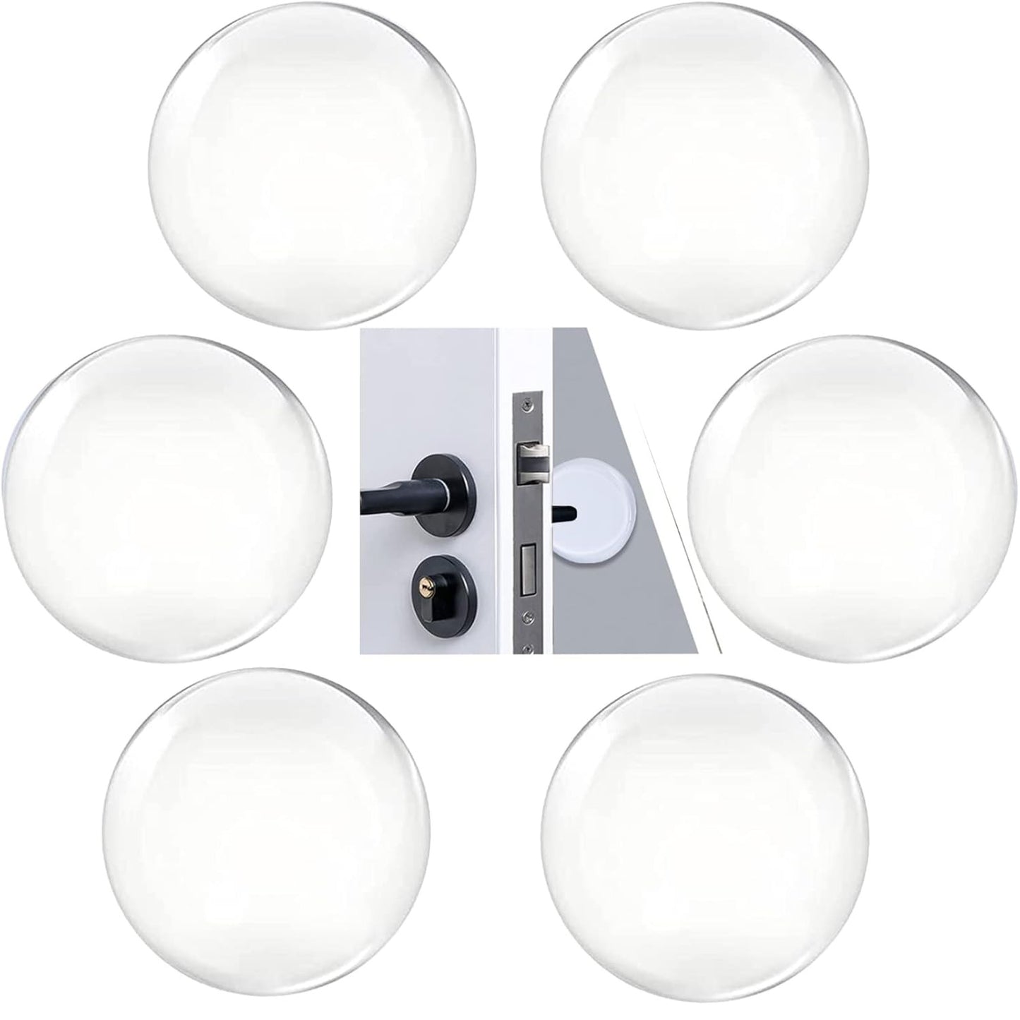 Clear Silicone Wall Protector Pads – Shock-Absorbing Door Bumpers with Strong Self-Adhesive for Scratch-Free Walls (Set of 6)