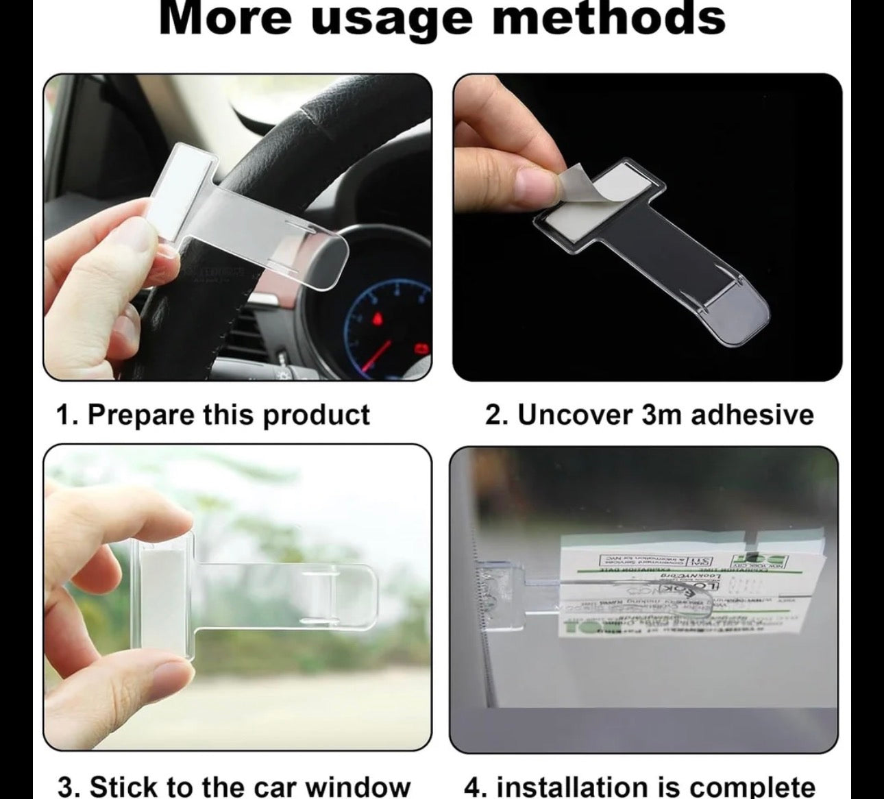 Self-Adhesive Windscreen Cardholder, Fastag Stand, Transparent Ticket Holder Car, Ticket Holder Car, Parking Permit Clip (2Pcs Set)