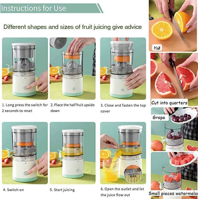 Wireless Electric Citrus Juicer – Portable USB Rechargeable Fruit Squeezer