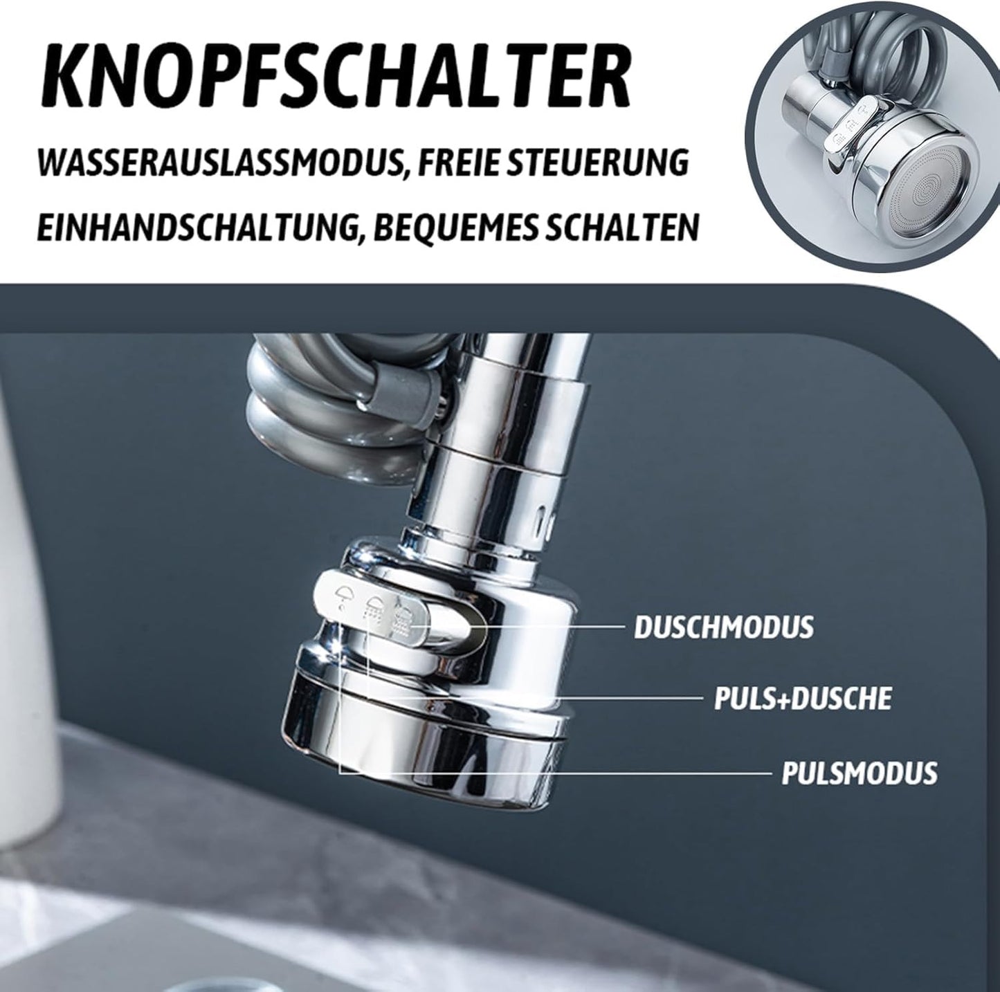 360° Rotatable Swivel Faucet Extender – 3-Mode Splash-Proof Tap Nozzle