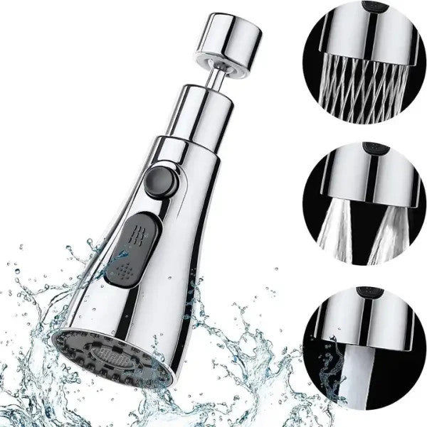 360° Rotating Movable Faucet Nozzle – 3 Mode Adjustable Splash-Proof Tap Extender