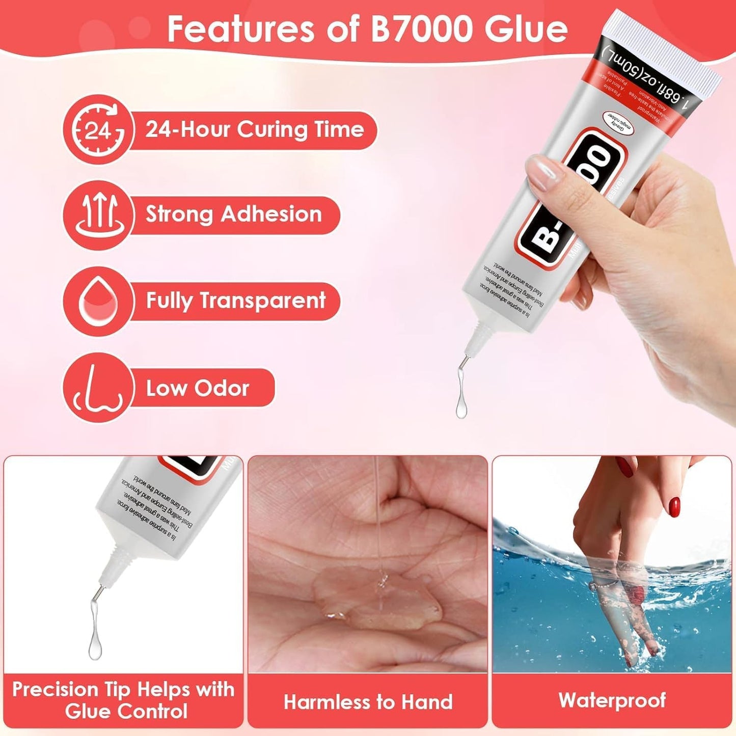 B-7000 Multi-Purpose Industrial Strength Glue – Clear, Flexible Adhesive for Crafts, Repairs & DIY