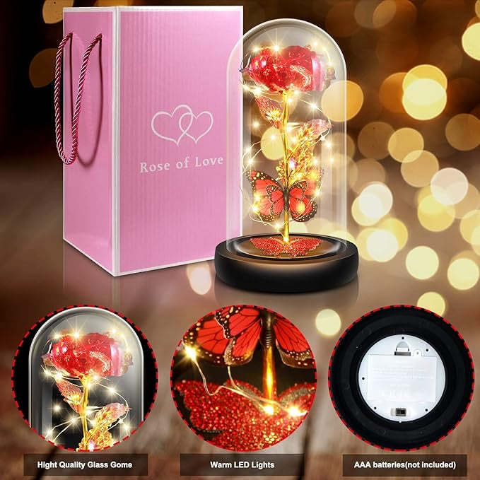 Forever Galaxy Rose in Glass Dome with LED Lights | Eternal Multicolor Rose Gift for Women | Romantic Valentine’s & Anniversary Decor