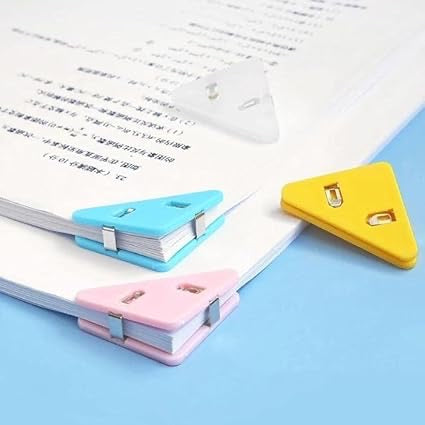 Mini Corner Clips Set – 5pcs Transparent & Colorful Triangle Page Holders | Bookmarks, Paper Clamps & File Organizers