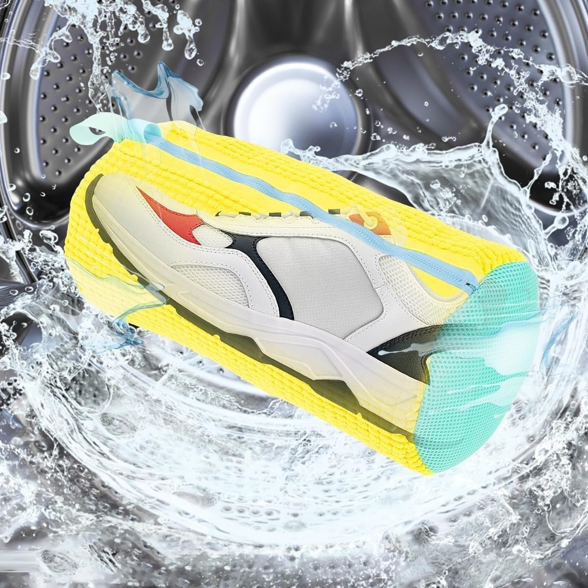 Shoe Washing Machine Bag – Durable Nylon Sneaker Cleaner with Protective Zipper & Breathable Mesh for Running, Canvas & Tennis Shoes (39x19 cm)