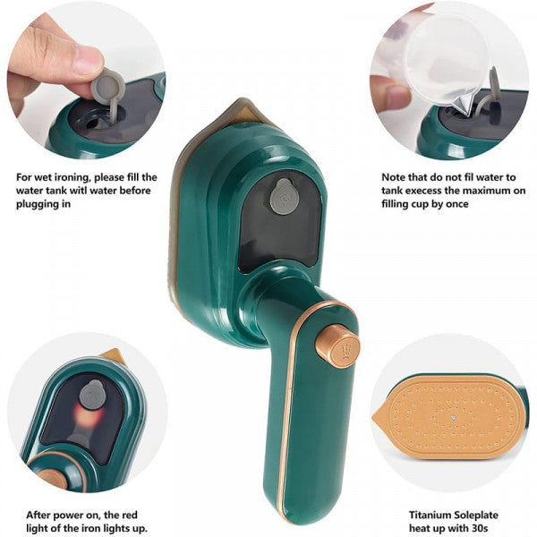 NEW PORTABLE FOLDABLE MINI IRON – 2-in-1 Wet & Dry Travel Steamer