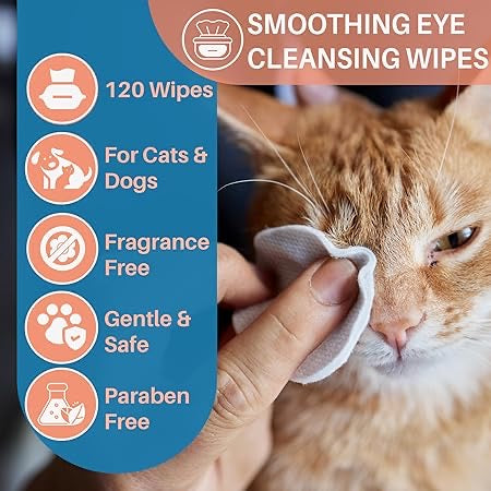 Dog Eye Wipes, Tear Stain Remover for Dogs, Cat Eye Wipes, Cleans Eye and Face Stains, No Fragrance, Reduce Eye Problems - 200 wipes pack