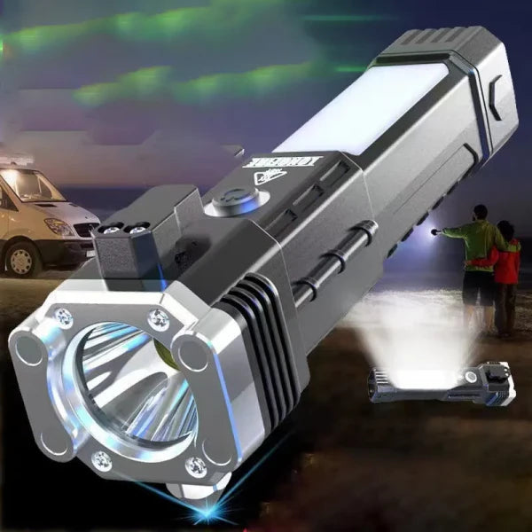 LED 3W Torch Light – Portable, Rechargeable Flashlight with Built-In Safety Hammer