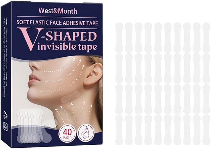 Invisible Face Lifting Tape – 40 pcs Breathable & Waterproof V-Shape Beauty Strips