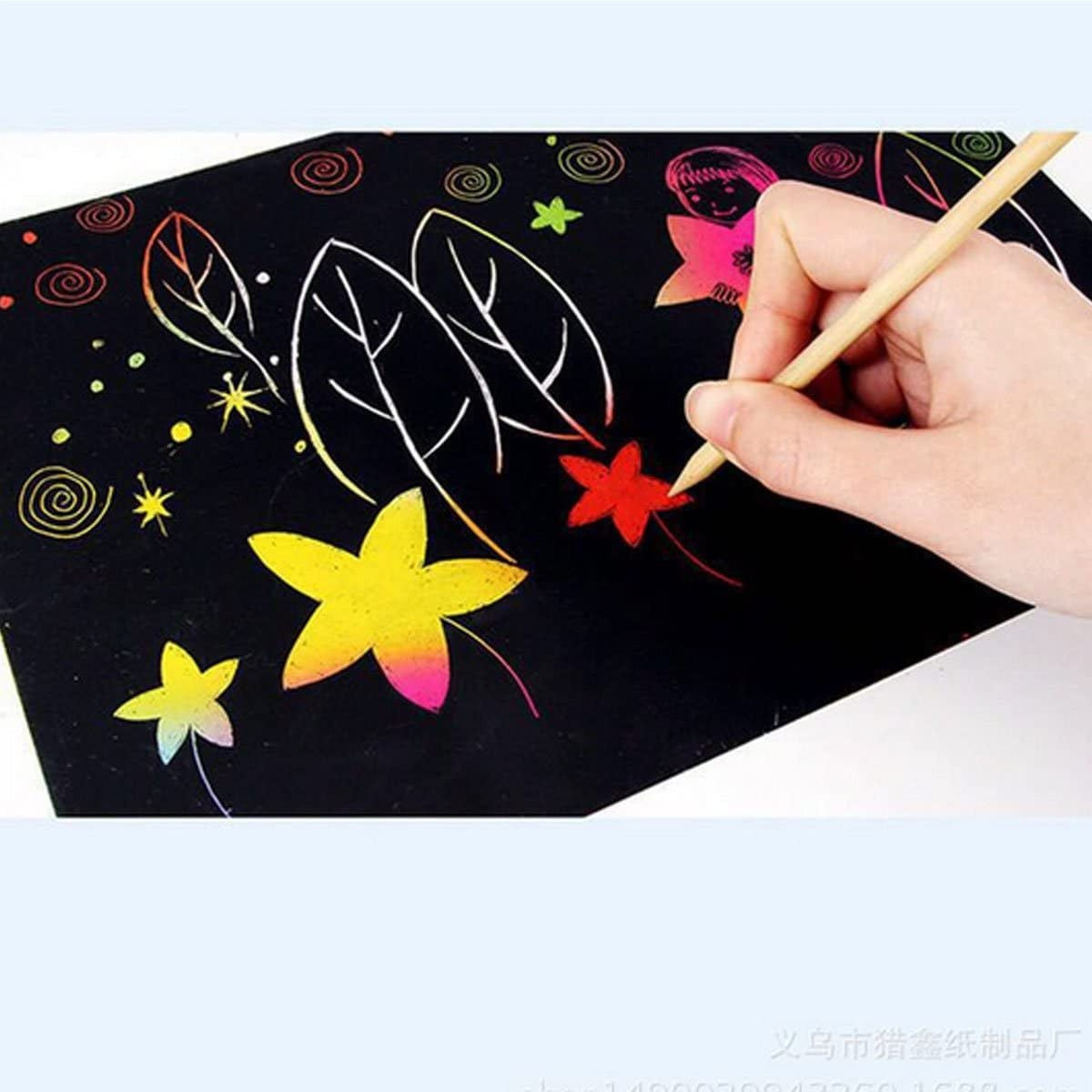 Magic Scratch Art Coloring Paper – 10 Sheets with Scratch Tool for Kids’ Creative Drawing & Craft Fun