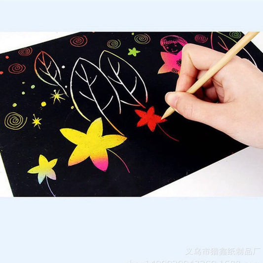 Magic Scratch Art Coloring Paper – 10 Sheets with Scratch Tool for Kids’ Creative Drawing & Craft Fun
