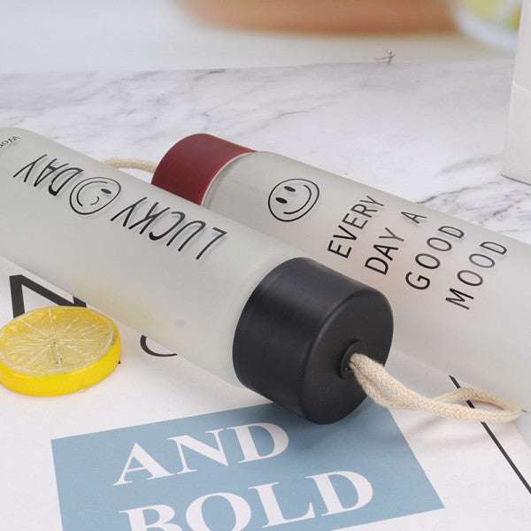 🌿 Slim Frosted Glass Water Bottle – Leak-Proof, Stylish & Reusable with Cup Cover