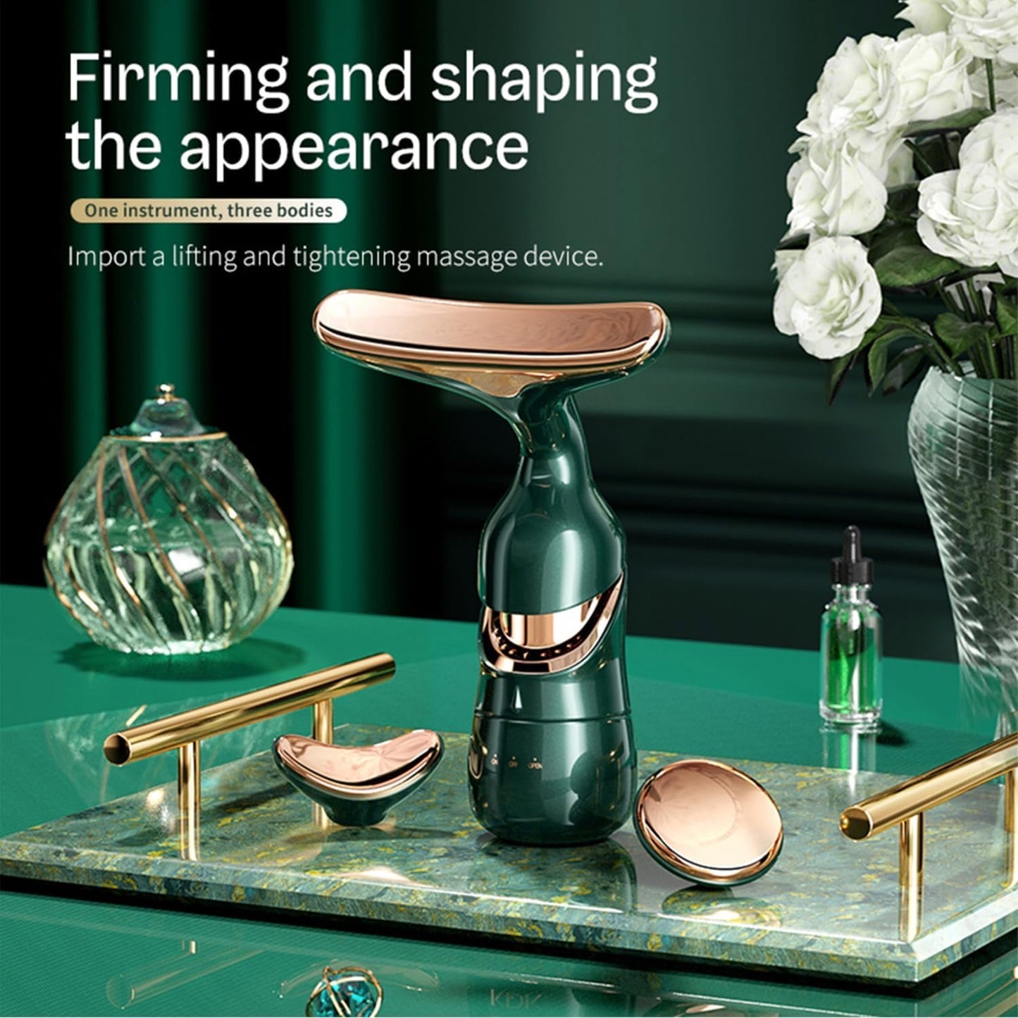 Firming Wrinkle Beauty Devicer for Facial/Neck/Eye, Multifunctional Vibration Massage Instrument, 3-in-1 Facial Skincare for Skin Care for Improve, Smooth & Tightening Skin