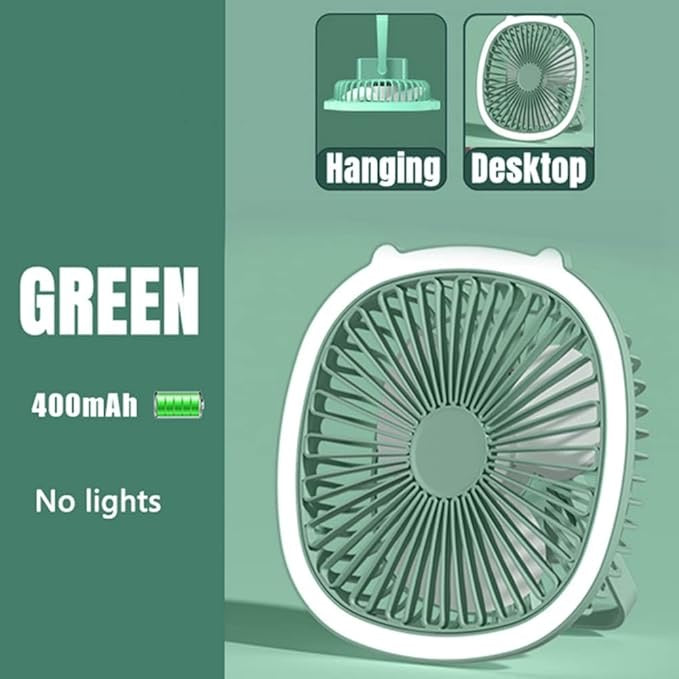 USB Desk Fan with LED Light – Quiet 3-Speed Portable Mini Table Fan for Home, Office, Car & Outdoor