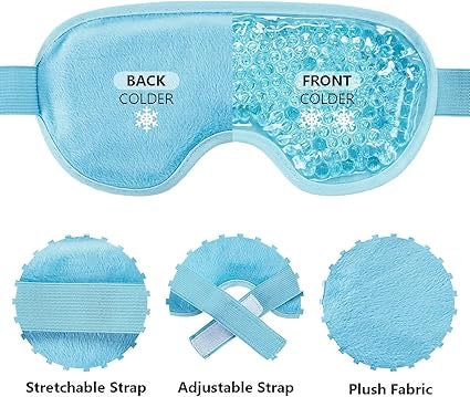 Cooling Gel Beads Eye Mask – Hot & Cold Therapy for Puffy Eyes, Headaches, Dark Circles & Migraine Relief