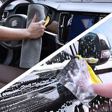 Car Accessories Cleaning 800 GSM Microfiber
Towel for Car Cleaning and Detailing, Dual Sided, Extra Thick Plush Microfiber Cloth - 40cmx40cm (2pcs Pack)