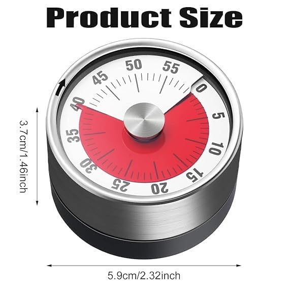Visual Analog Countdown Timer, Magnetic Mechanical Kitchen Timer Kid Round Clock 60 Minute for for Kitchen Teacher Classroom Meeting Kids Children Adults