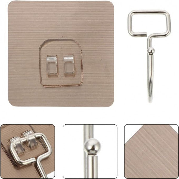 Golden Large Adhesive Wall Hooks – Heavy Duty, Rustproof & Drill-Free Hangers