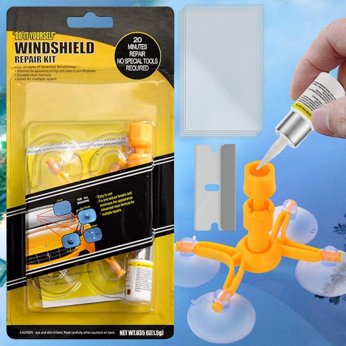 Windscreen Glass Crack Repair Kit – Professional DIY Windshield Chip & Crack Restorer with Vacuum Seal Technology