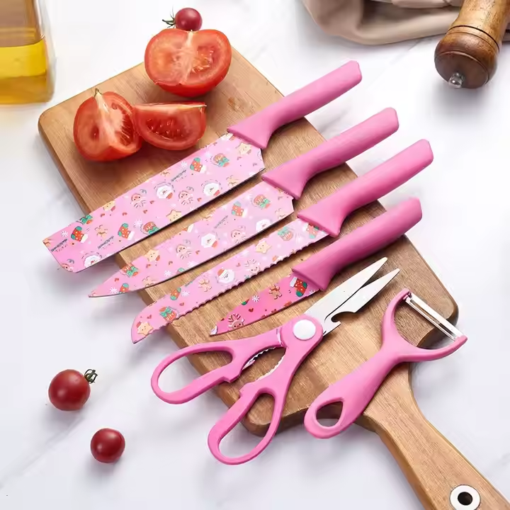 6-Piece Colorful Kitchen Knife Set – High Carbon Stainless Steel, Non-Stick Coating, Ergonomic Handles with Gift Box