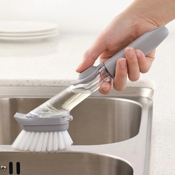 Decontamination Cleaning Brush with Soap Dispenser – Dual-Sided Scrub & Sponge, Ergonomic Handle for Kitchen & Cookware