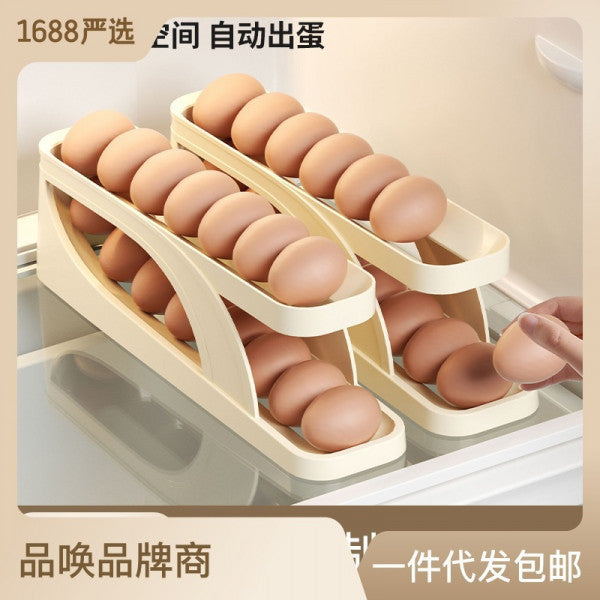 Double Layer Roll-Down Egg Dispenser – Automatic Gravity Egg Storage Tray