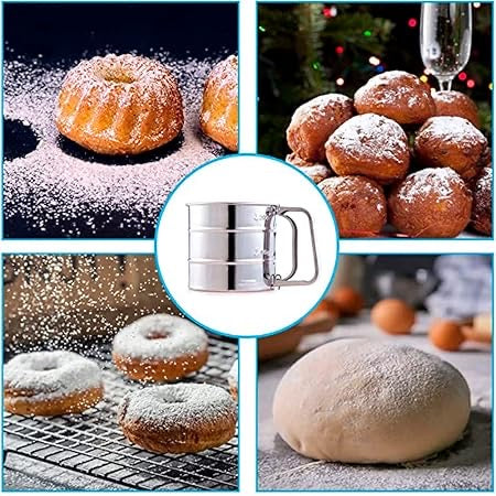 Stainless Steel Flour Sifter – Double-Layer Baking Sieve | One-Hand Press | Rust-Proof, Dishwasher Safe (250ml)