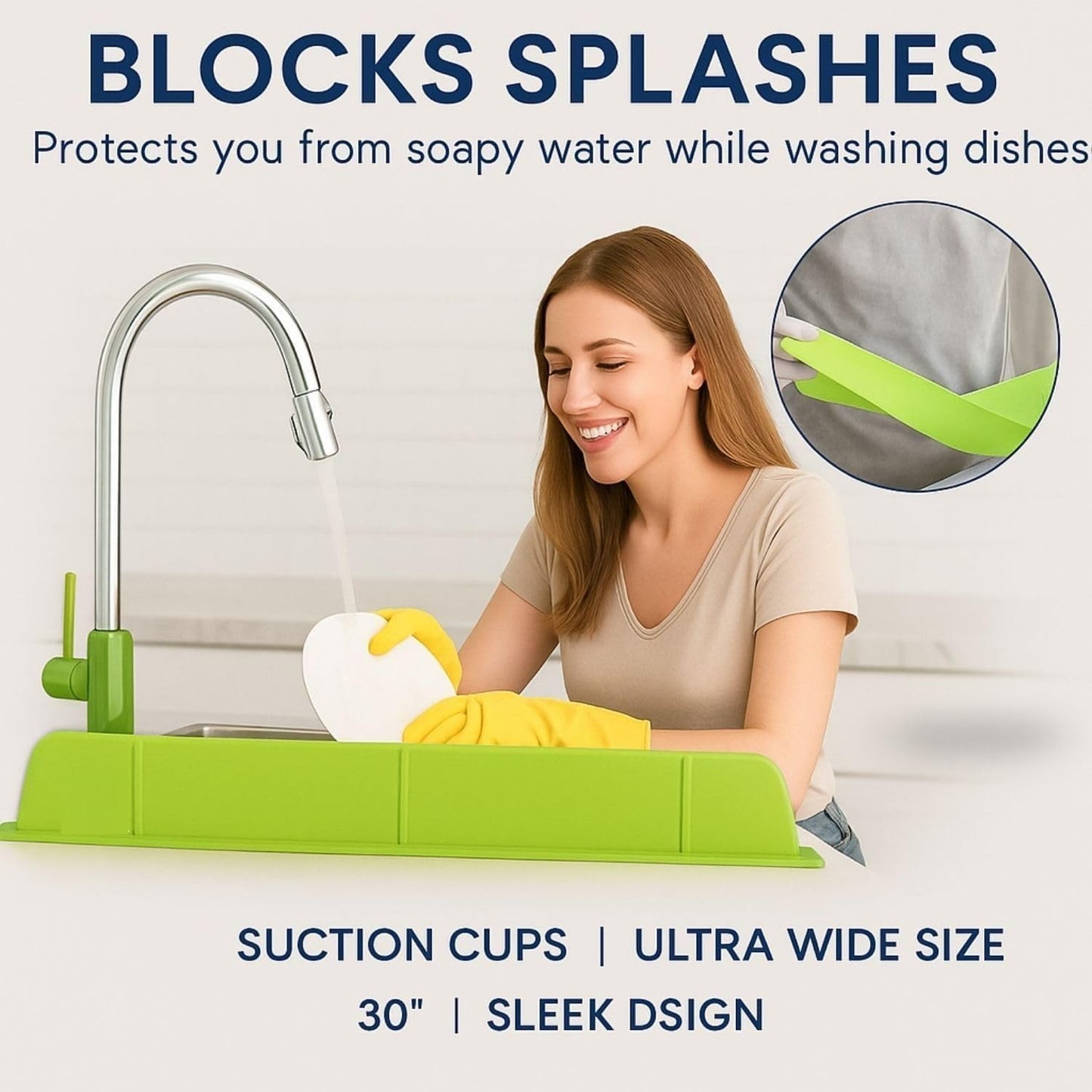 Silicone Sink Splash Guard – Flexible Water Splash Protector for Kitchen & Bathroom Sinks