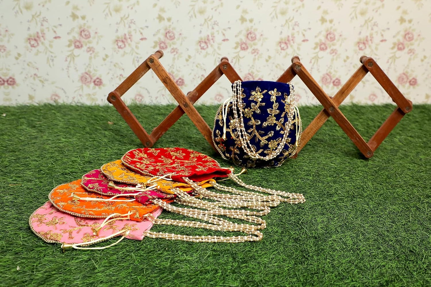 Potli Bag For Women Ethnic Designer Embroidery
Work Batwa Pearls Handle With Intricate