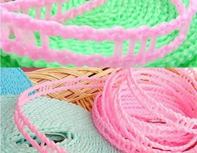 Windproof Nylon Clothes Drying Line – 5 Meter Adjustable Rope with Hooks for Home, Travel & Camping (Random Color - Pack of 2)