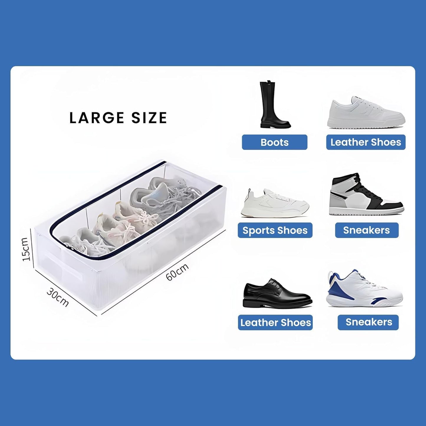 👟 Transparent Shoe Storage Bag – Stackable, Ventilated & Space-Saving Organizer