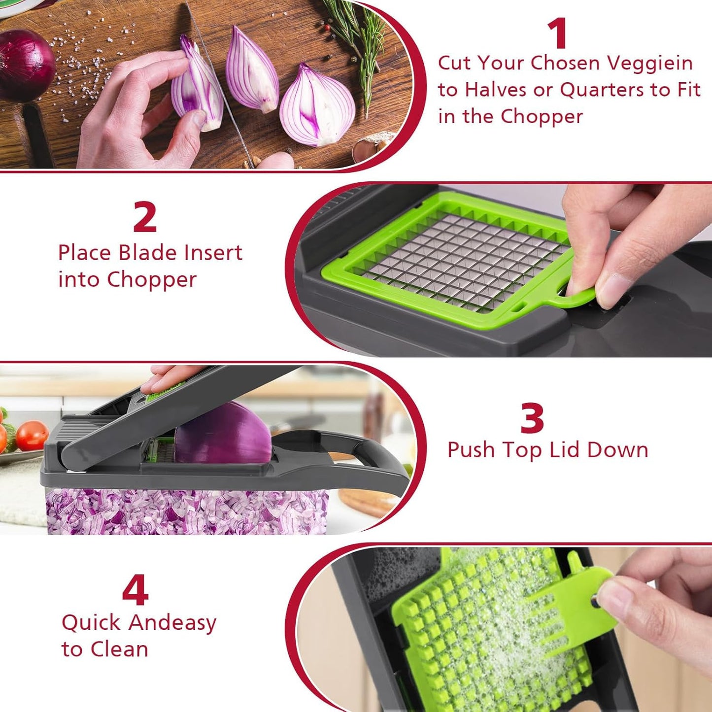 16-in-1 Vegetable Chopper – Multifunctional Slicer, Dicer, Cutter & Grater | 8 Interchangeable Blades | 1.2L Container