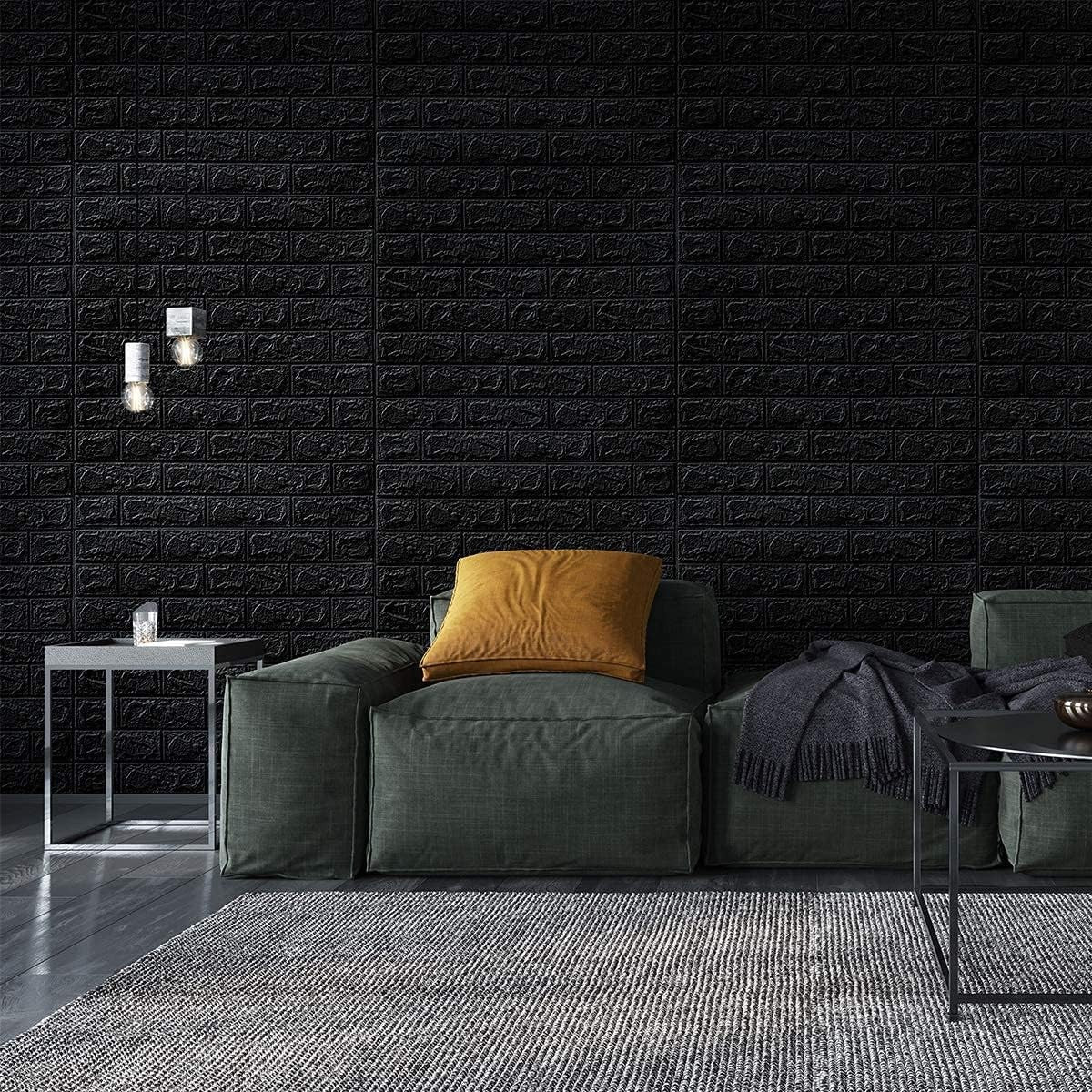 3D Black Brick Wall Stickers – Self Adhesive, Waterproof & Removable DIY Wallpaper