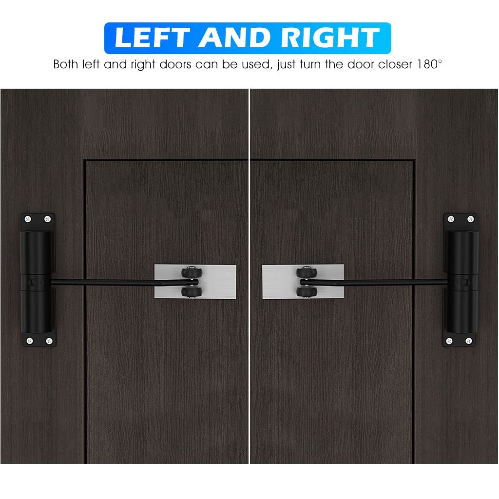 Door Closer, Zinc Alloy Automatic Safety Spring, Adjustable Closing Door Hinge, Quiet Door Closer for Wooden or Metal Door, Security Door, Weight Up to 30 Kgs