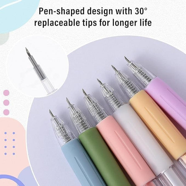 Craft Pen Cutter – Precision Cutting Tool with Retractable Blade & Colorful Grip Set