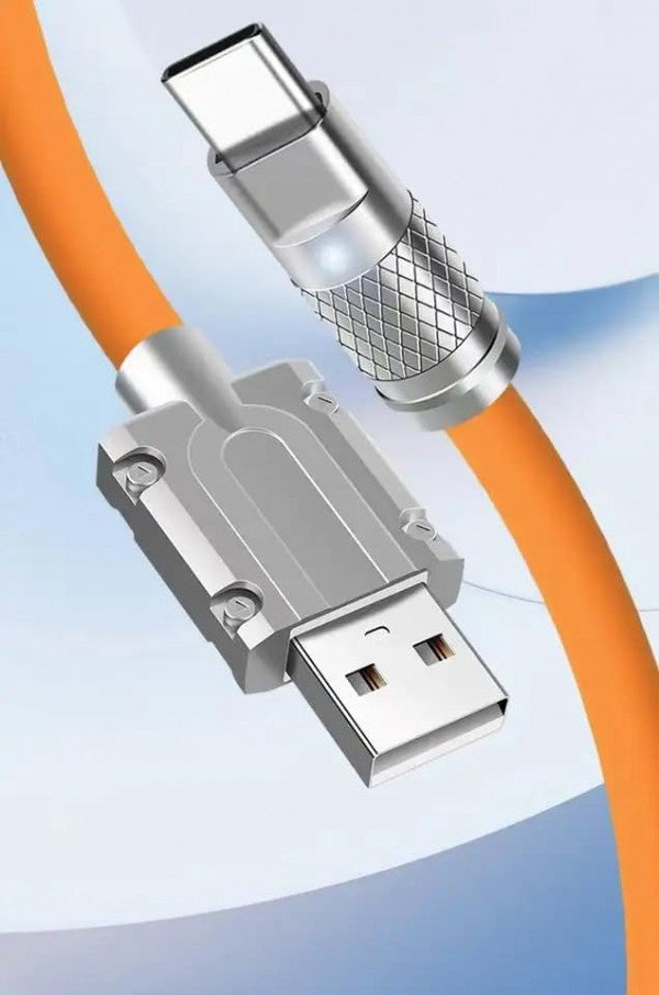 3-in-1 Fast Charging Cable – Orange | Type-C, Micro USB & iOS Compatible