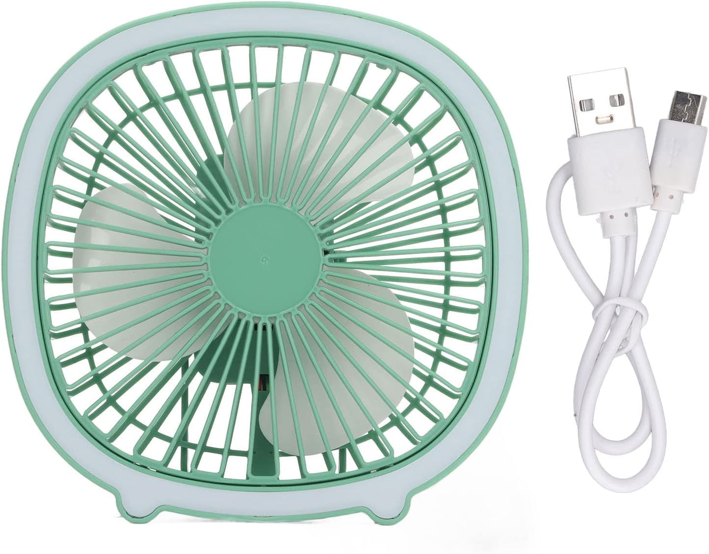 USB Desk Fan with LED Light – Quiet 3-Speed Portable Mini Table Fan for Home, Office, Car & Outdoor